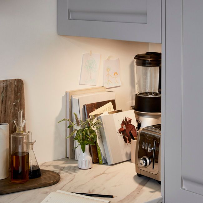 GoodHome Garcinia hjørneliste 89,5 cm i grå stenfinish