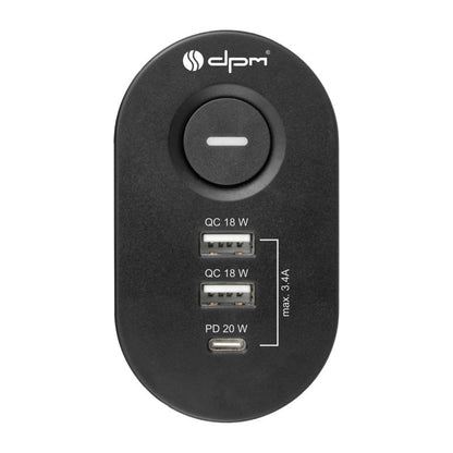 Underbordstribe DPM Solid med 3 jordede stik og USB