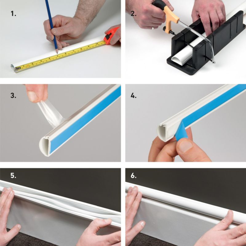 Halvrund kabelkanal D-line 30 x 15 x 1000 mm hvid