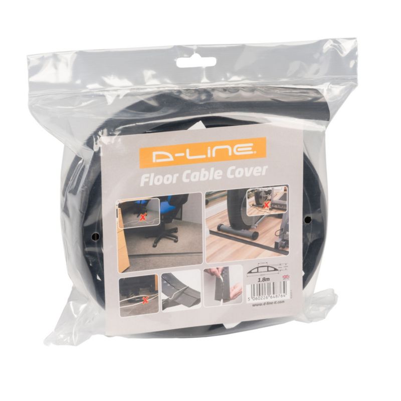 Halvrund gulvkanal til kabler D-line 60 x 12 x 1800 mm sort