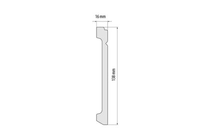 Fodliste Mat Hvid 2440x138x16 mm