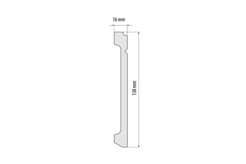 Fodliste Mat Hvid 2440x138x16 mm