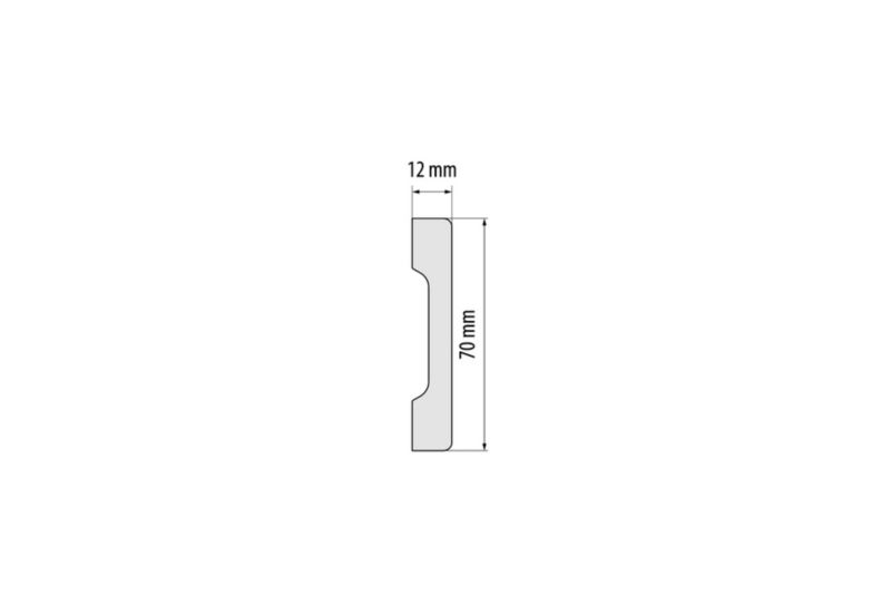Fodliste 2440x70x12 mm Hvid Højglans Polystyren
