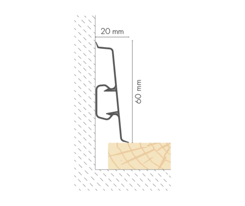 Gulvliste 20x60x250 cm Eg Selena Mat PVC 1 stk.