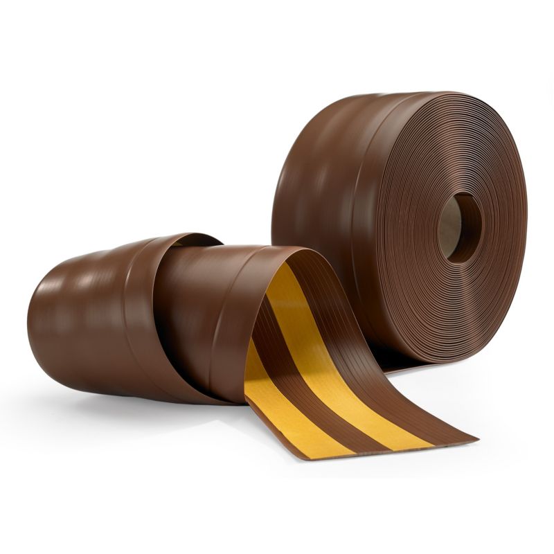Selvklæbende fleksibel PVC-gulvliste 100x25 mm, QUEST, blød sokkelliste, brun, 25 m