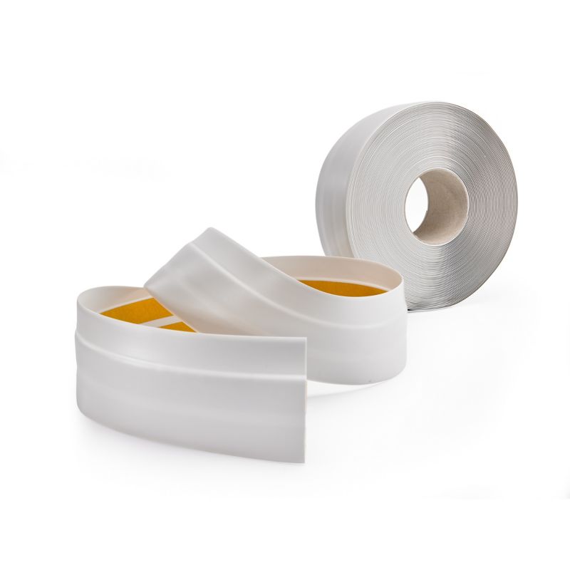 Selvklæbende fleksibel PVC-gulvliste 50x20 mm, QUEST, blød sokkelliste, lys grå, 5 m