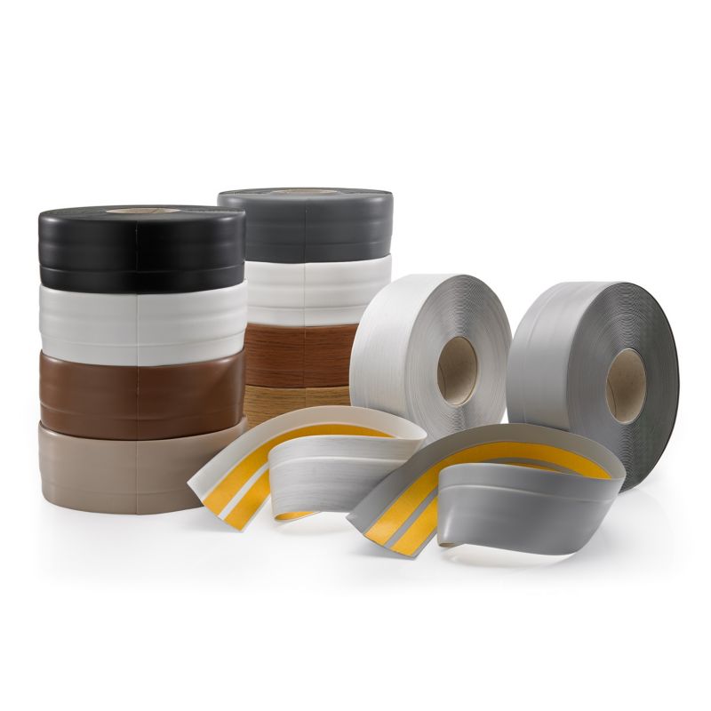 Selvklæbende fleksibel PVC-gulvliste 50x20 mm, QUEST, blød sokkelliste, lys grå, 5 m