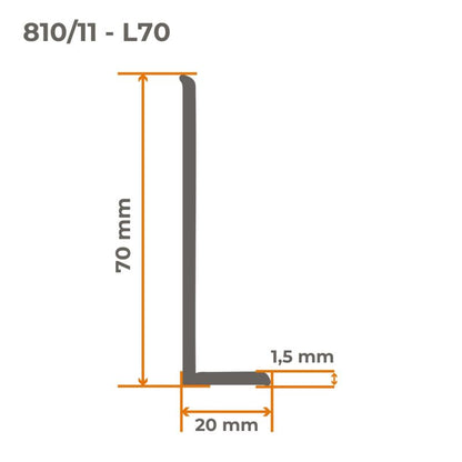 PVC gulvliste 70x20 mm, QUEST, fleksibel, blød sokkelliste, hvid, 5 m