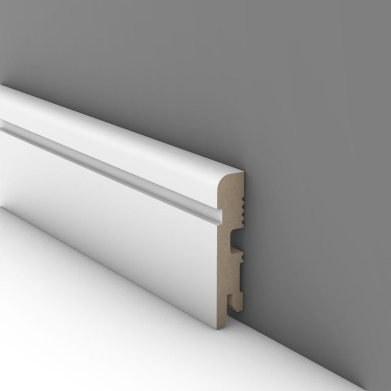 Fodliste 200 cm Hvid Lak 80 mm