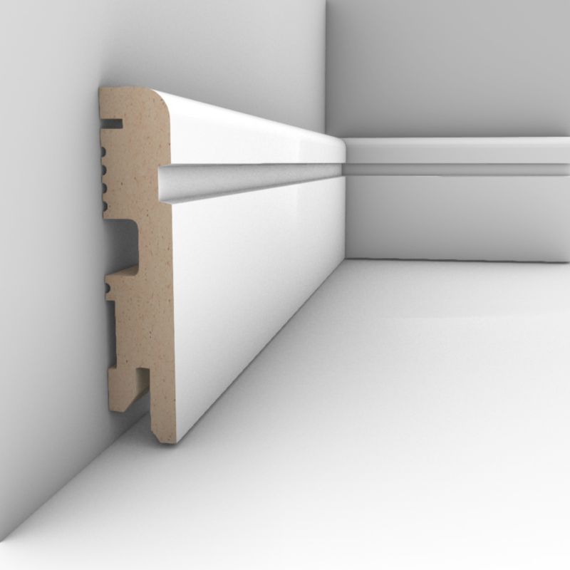 Fodliste 200 cm Hvid Lak 80 mm