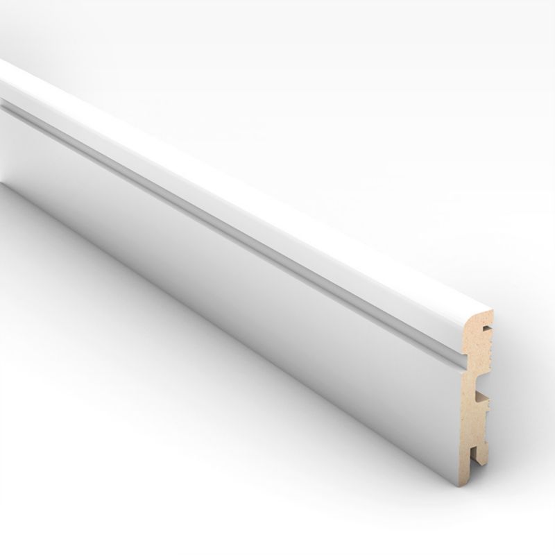 Fodliste 200 cm Hvid Lak 80 mm