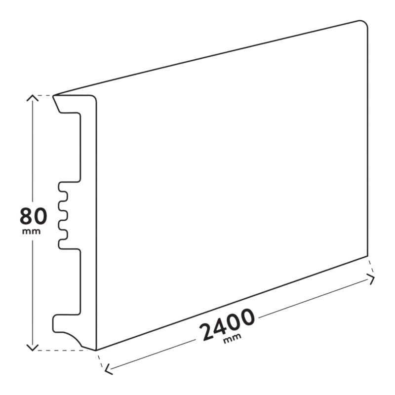 Sort Fodpanel 80 mm Mat Polystyren 2,2 m