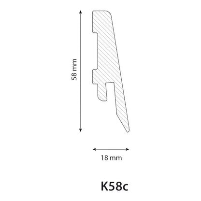 Gulvliste 58 mm Hvid MDF 240 cm