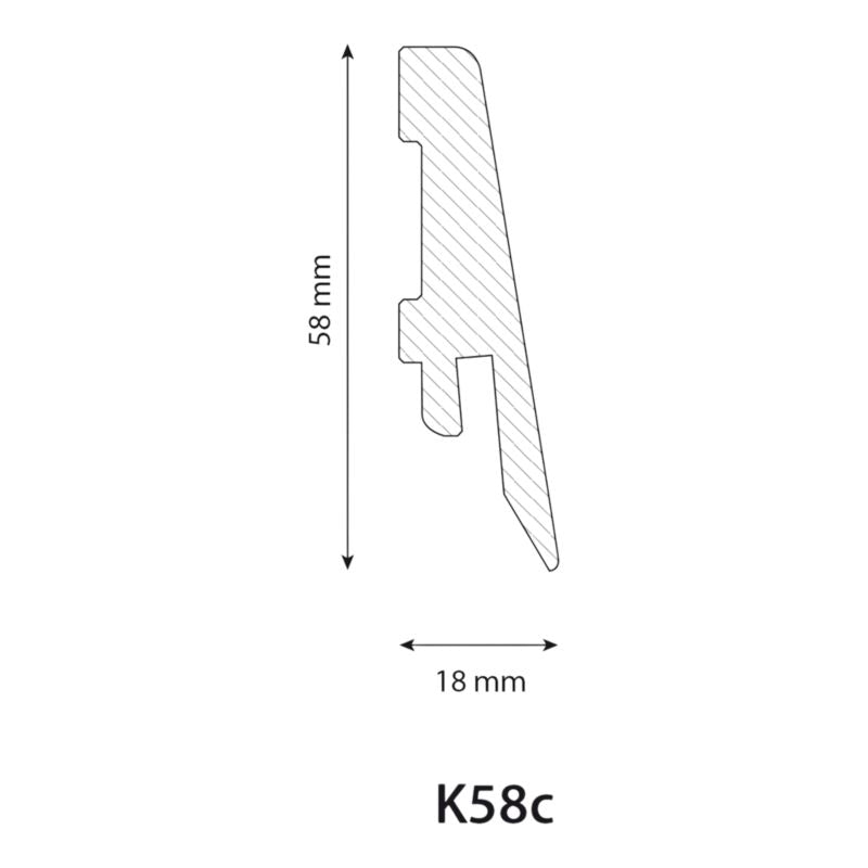 Gulvliste 58 mm Hvid MDF 240 cm