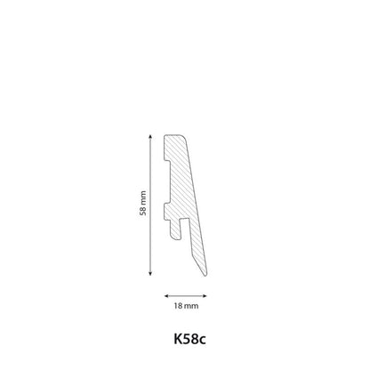Gulvliste 58 mm Hvid MDF 240 cm