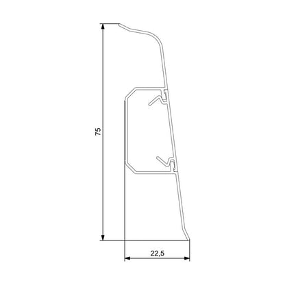 PVC Gulvliste 75 mm Bourbon Eg 220 cm