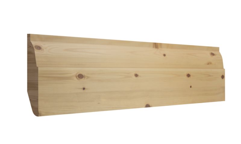 Dobbeltsidet fyrretræs fodliste 15 x 94 x 2400 mm med afskåret kant / ovolo