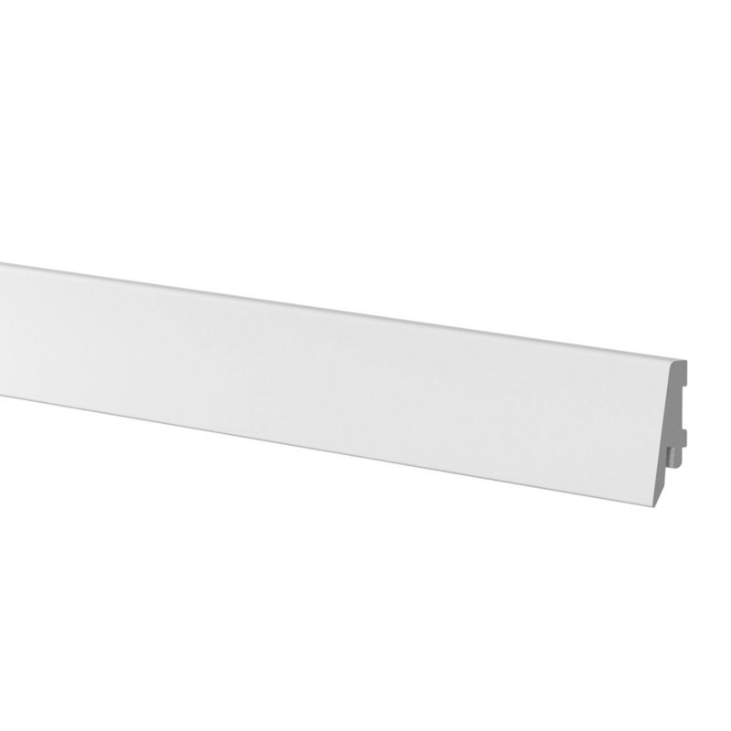 Hvid Krono Original skum-PVC gulvliste 58 x 18 x 2400 mm