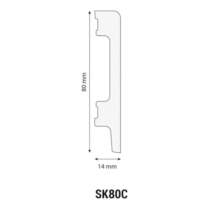 Fodpanel 80 mm Hvid PVC 240 cm