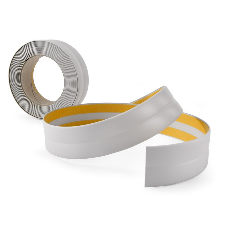 PVC-afslutningsliste 25x25 mm, QUEST, selvklæbende, fleksibel, blød dekorationsbånd, lysgrå, 10 m