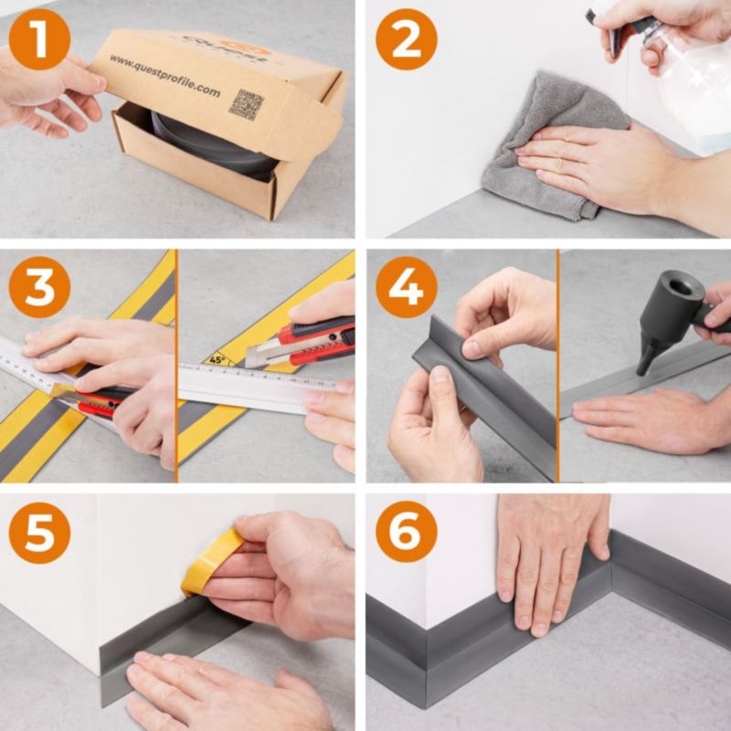 Afslutningsliste PVC 10x10 mm Selvklæbende Hvid 5 m