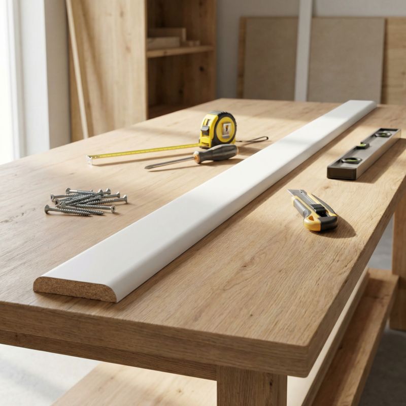 MDF Afslutningsliste 6 x 30 x 2400 mm Hvid Selvklæbende