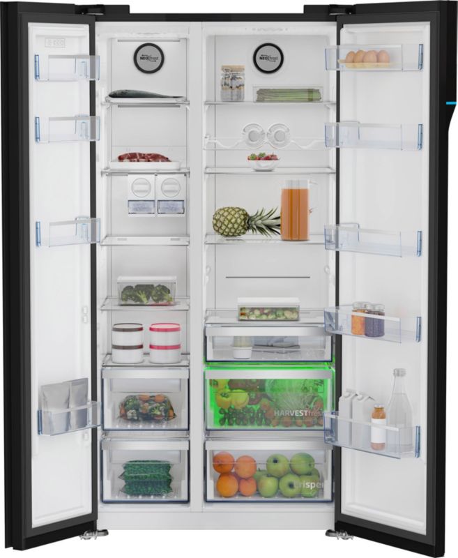 Beko SBS GN16314 køleskab med sort glas, 179 cm