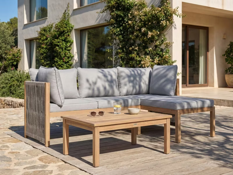 Loungesæt Arabba 3-Personer med Bord Akacietræ Grå