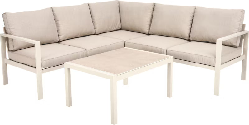 Loungesæt Bali 195x80 cm Beige Aluminium med Bord