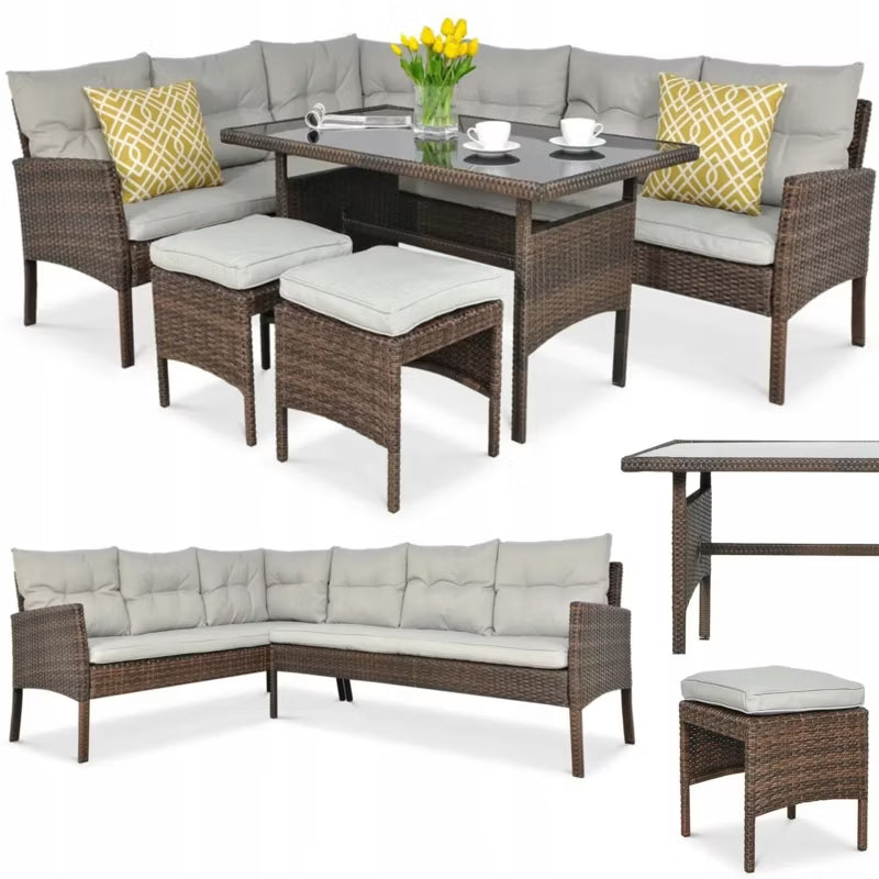 Loungesæt Cortina 166x222 cm Gråbrun Polyethylen