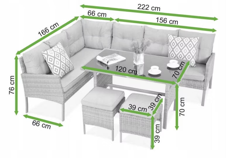 Loungesæt Cortina 166x222 cm Gråbrun Polyethylen