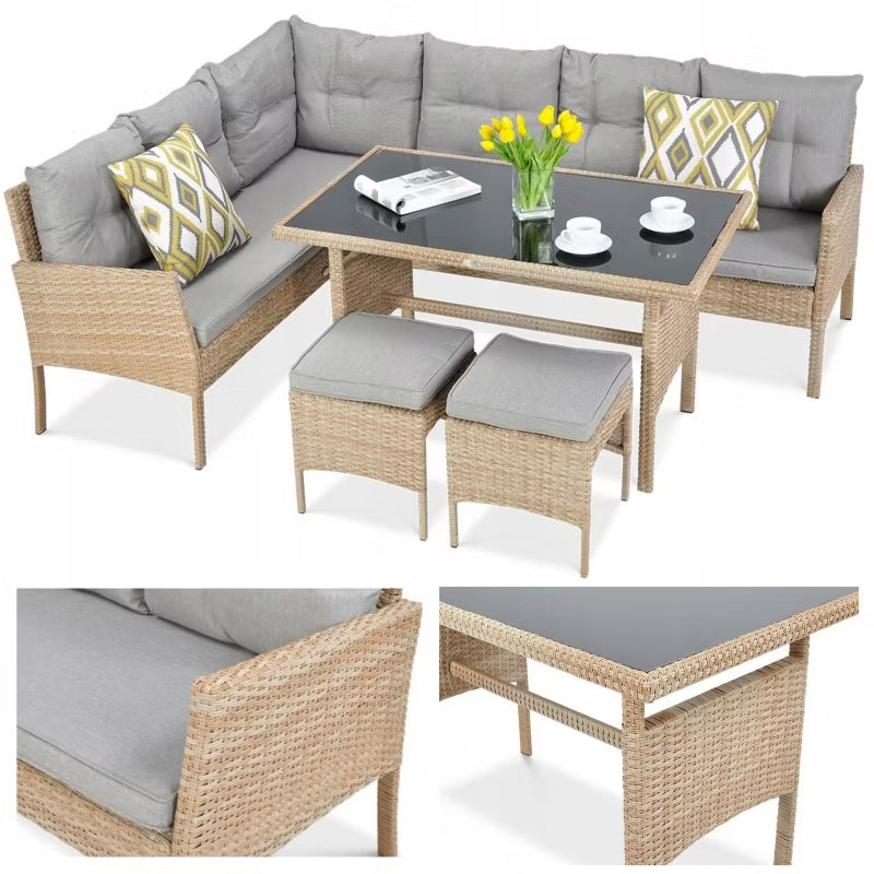 Loungesæt Cortina 222x166 cm Beige Polyrattan