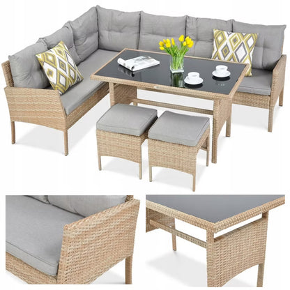Loungesæt Cortina 222x166 cm Beige Polyrattan