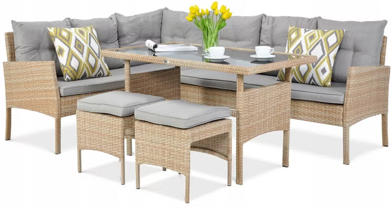 Loungesæt Cortina 222x166 cm Beige Polyrattan