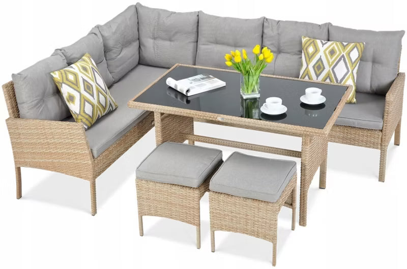 Loungesæt Cortina 222x166 cm Beige Polyrattan