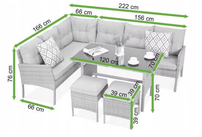 Loungesæt Cortina 222x166 cm Beige Polyrattan
