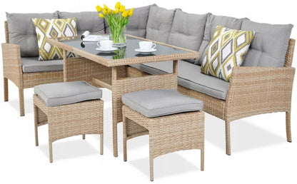 Loungesæt Cortina 222x166 cm Beige Polyrattan