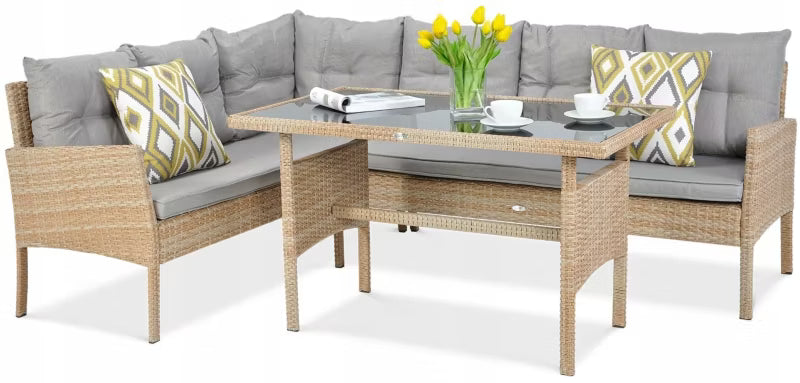 Loungesæt Cortina 222x166 cm Beige Polyrattan