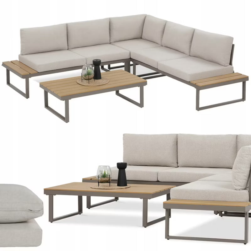 Loungesæt EMERSON med Hjørnesofa og Sofabord Beige