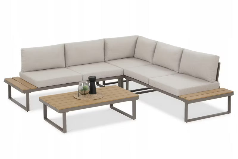 Loungesæt EMERSON med Hjørnesofa og Sofabord Beige