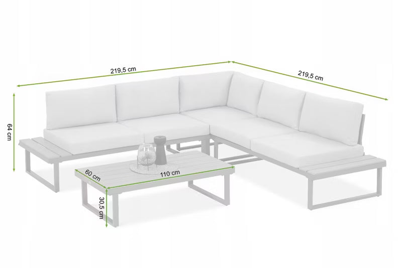 Loungesæt EMERSON med Hjørnesofa og Sofabord Beige