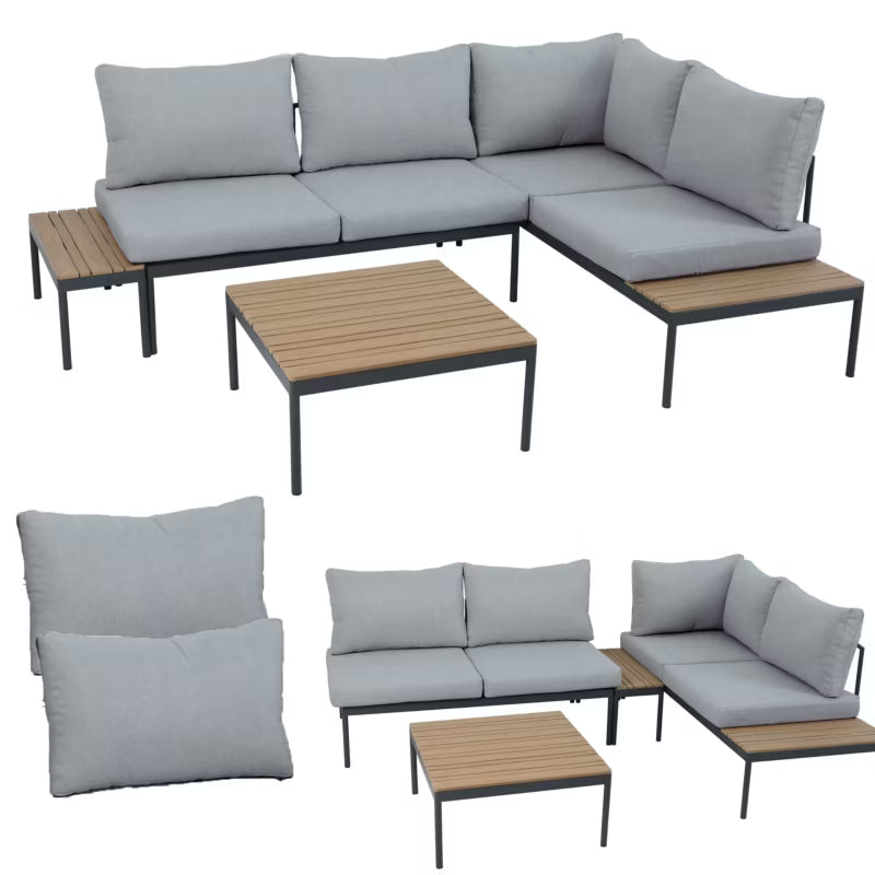 Loungesæt Freemont med Hjørnesofa og Bord Grå Træ