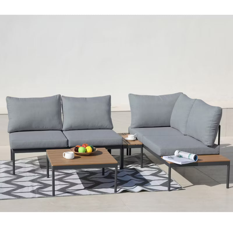 Loungesæt Freemont med Hjørnesofa og Bord Grå Træ