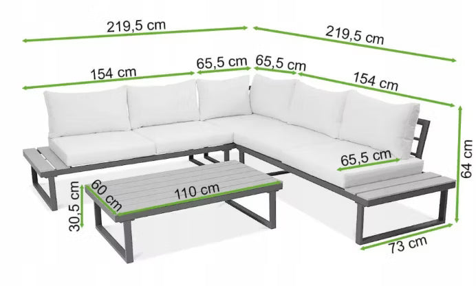 Loungesæt Havemøbler EMERSON 220x220 cm Grå
