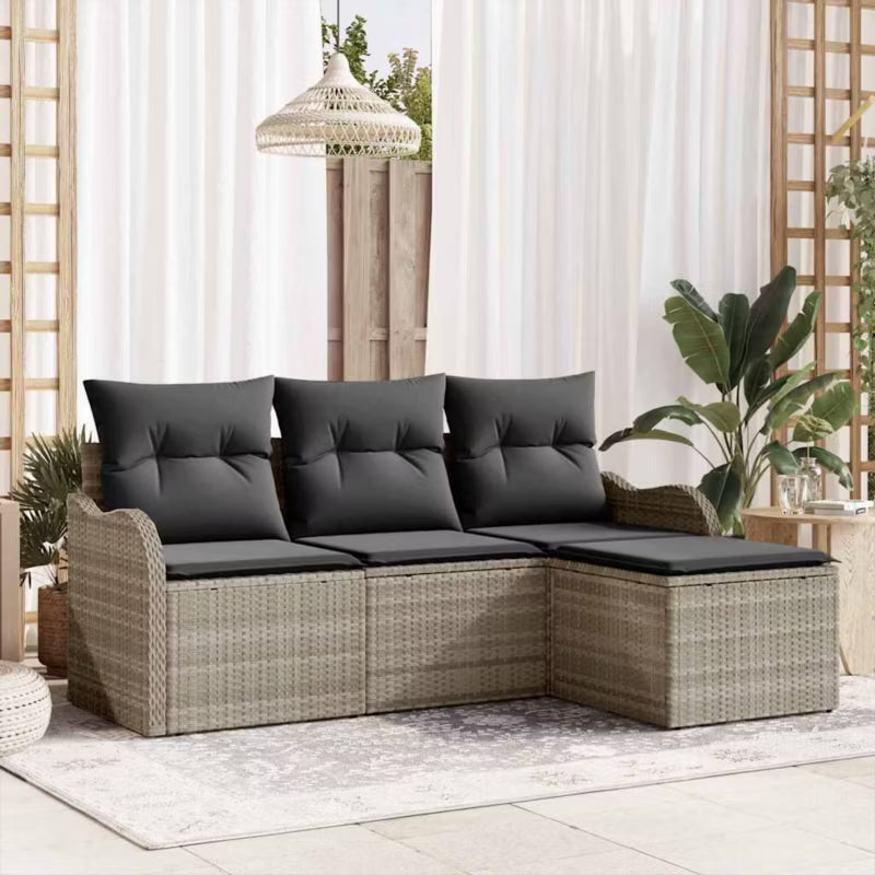 Loungesæt Havemøbler Modulopbygget Grå Polyrattan