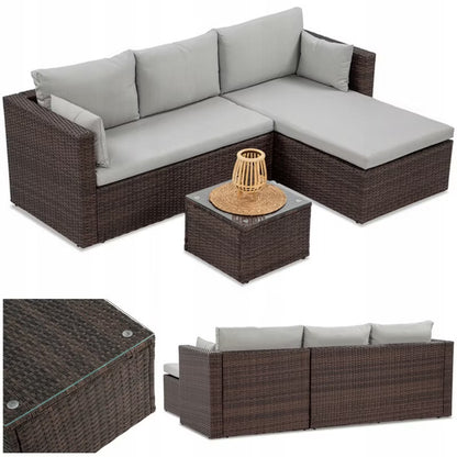 Loungesæt Lizbona 211x138 cm Brun Grå