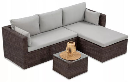 Loungesæt Lizbona 211x138 cm Brun Grå