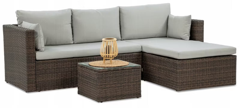 Loungesæt Lizbona 211x138 cm Brun Grå