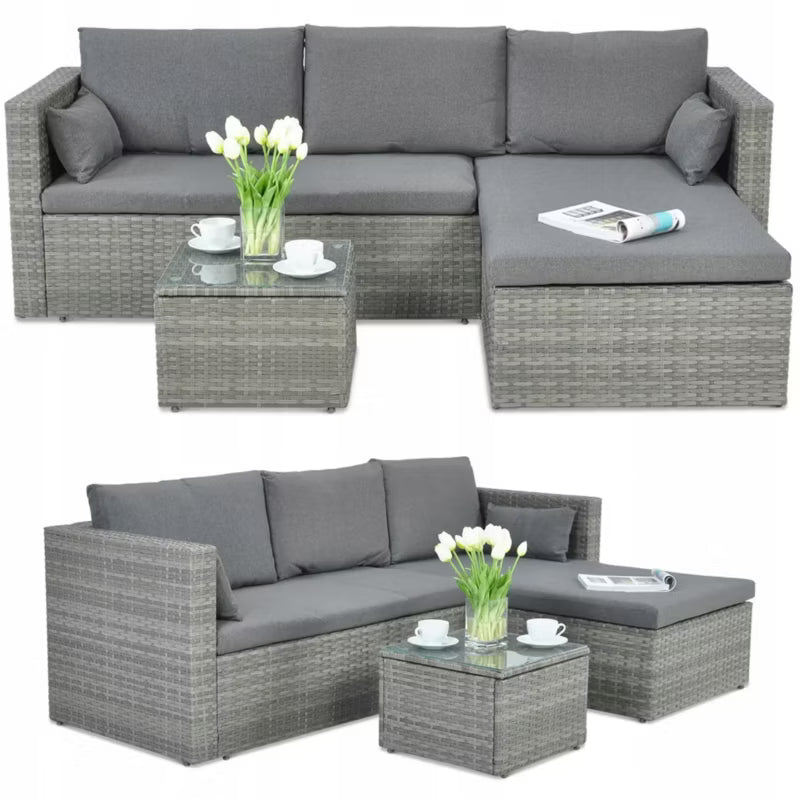 Loungesæt Lizbona Polyrattan Grå