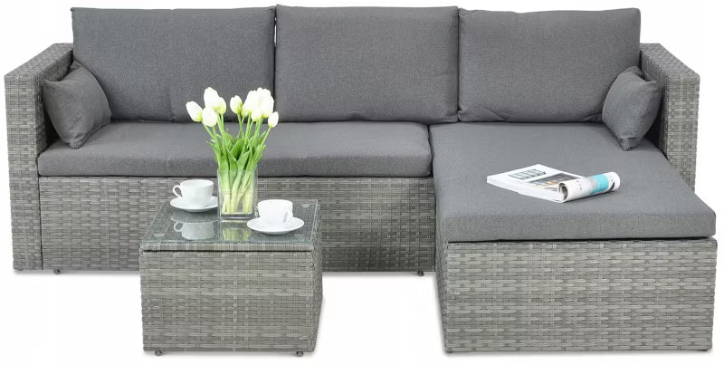 Loungesæt Lizbona Polyrattan Grå